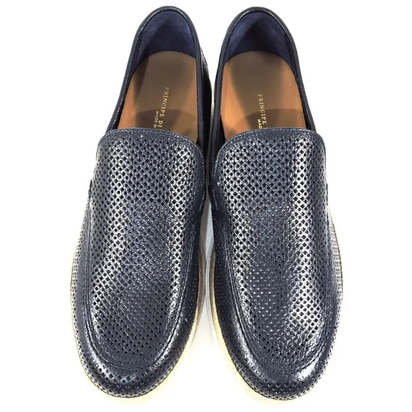 PRINCIPE DI BOLOGNA 🇮🇹 MEN'S BLUE SOFT LEAHER SUMMER FLAT LOAFERS - Picture 6 of 7